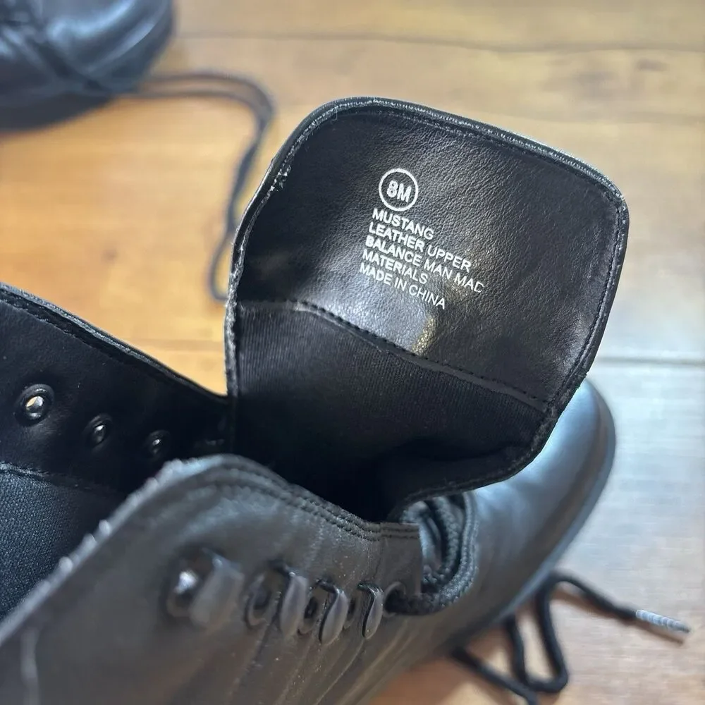 8 Vtg 90s Y2K Mister Black Leather Chunky Grunge Goth Platform Combat Boots